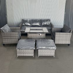Premium Outdoor Patio Furniture Couch Set With Fire Pit