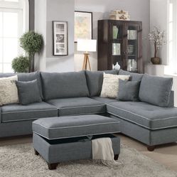 Sectional Sofa Set With Ottoman 