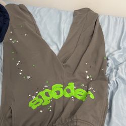Sp5der Grey + Green Sweatpants 