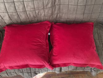 Two Red Velvet Throw Pillows 22.5in x22.5in