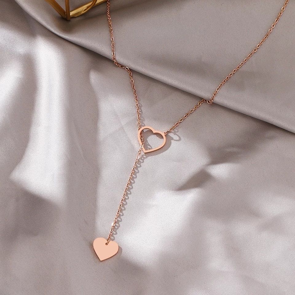 Heart Necklace Rose Gold Charm Never Fade