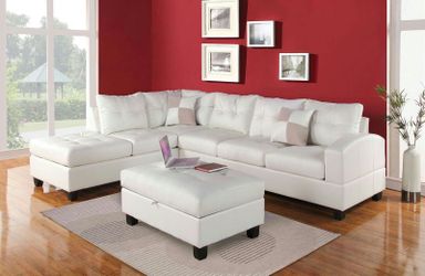New white bonded leather sofa sectional