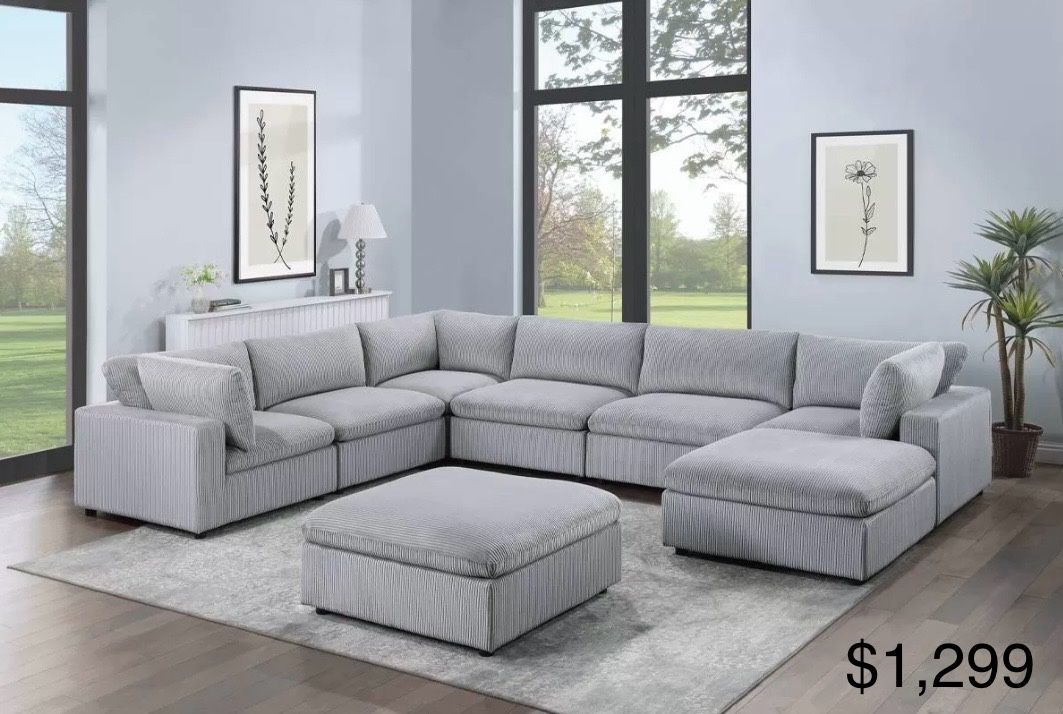 XL Modular Sectional Sofa With Ottoman