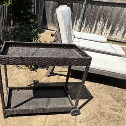 Outdoor Patio Lounge Chairs and Cart