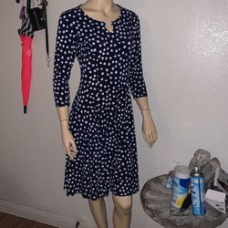 Polka Dots Dress Navy Blue