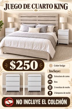 King Bedroom Set with Nightstands and Lamps