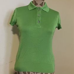 Vintage Japanese LAUTREAMONT LADIES POLO SHIRT/TOP Green Size S