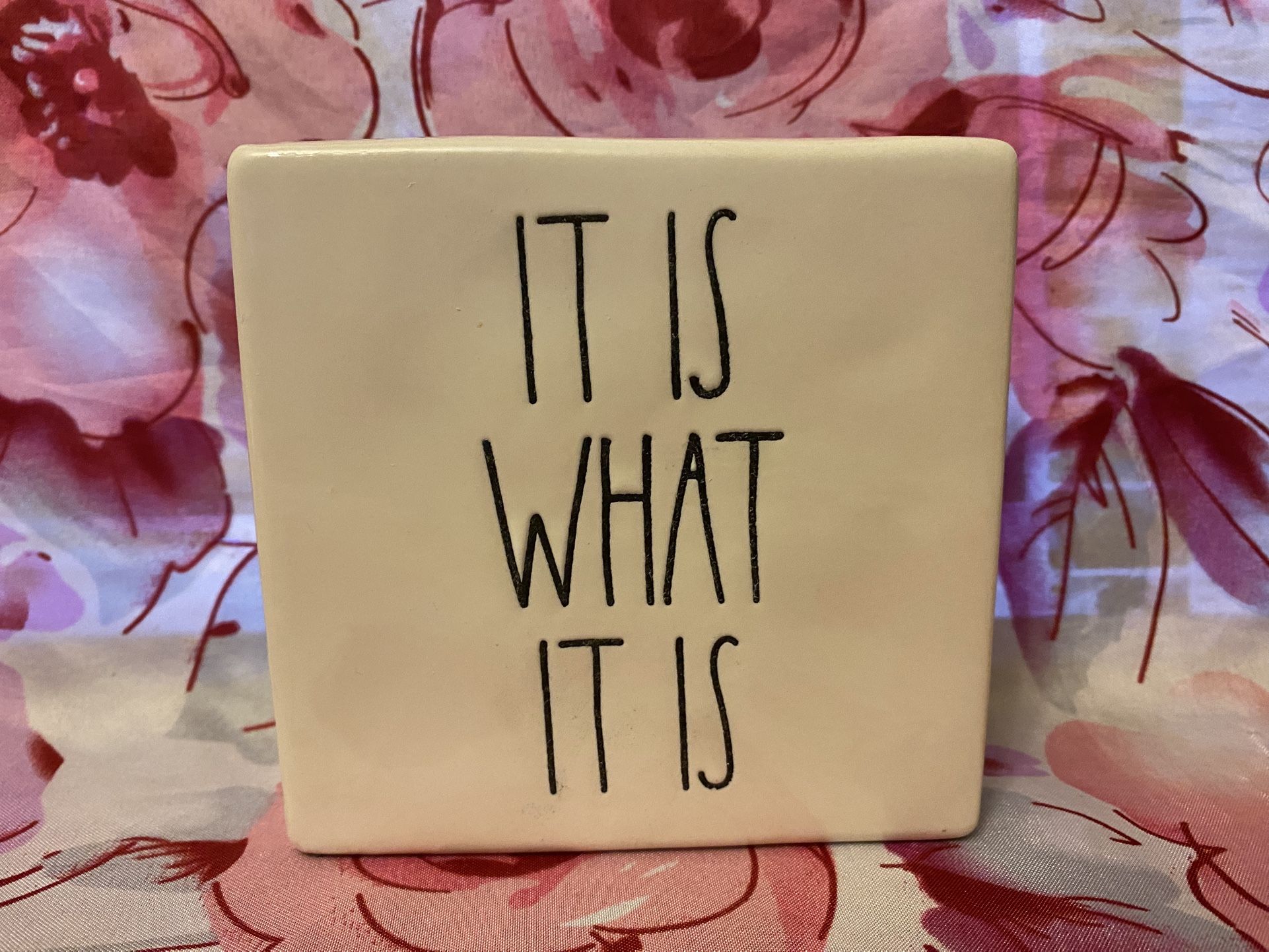 Rae Dunn it is what it is paperweight 174, Rae Dunn double-sided desk cube and paperweight