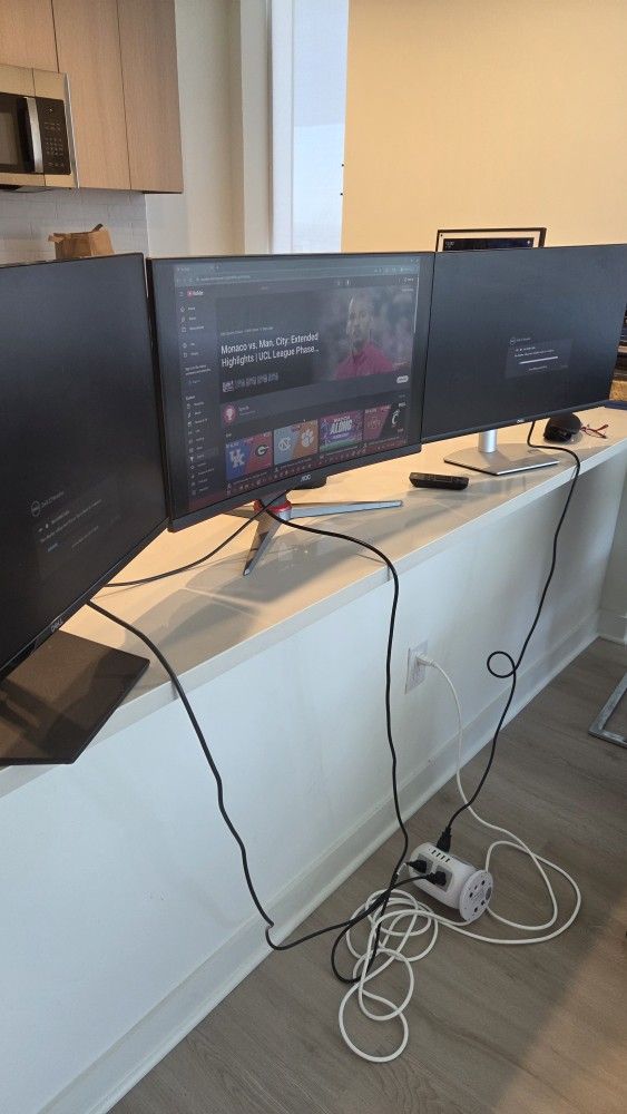 BEST OFFER! 3 27 Inch gaming monitors + 1 Sound Bar And Subwoofer + 1 Robot Vacuum
