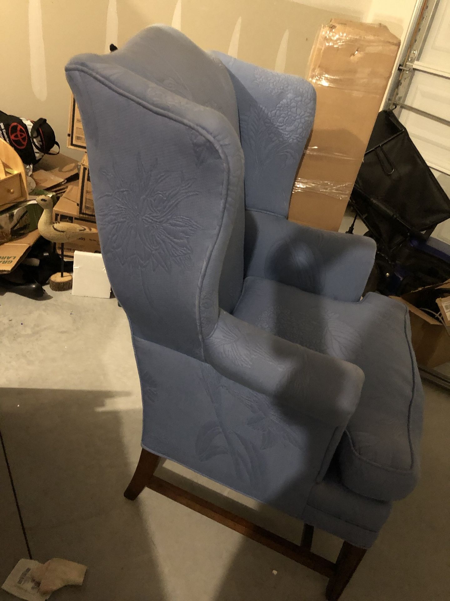 Blue wingback chair