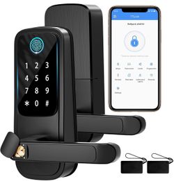Smart Door Lock with Handle, Fingerprint Door Lock, Electronic Keypad Smart Deadbolt Lock - Biometric Smart Digital Door Lock with Code, Smart Lock fo