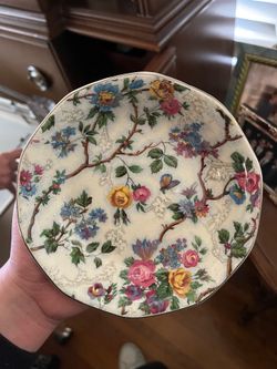 Vintage Mid-Century English Chintz Floral Porcelain Plate - Made in England