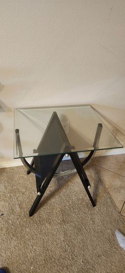 Modern Coffee table nightstand glass fabric black