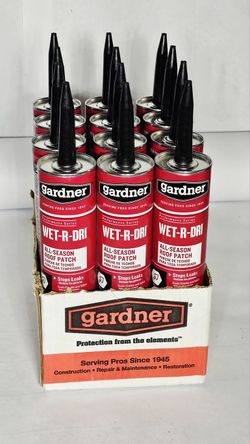 ***(Lot Of 12) Gardner Wet-R-Dri All Season Roof Patch (10 fl. oz)***