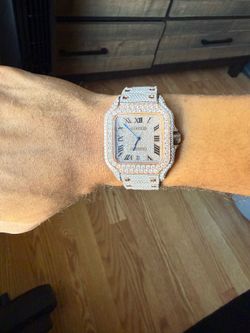 Bust Down VVS Moissanite Rose Gold Two-Tone Cartier Watch
