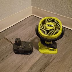 Ryobi One + 18v Cordless 4" Clamp  Fan W/ 4Ah High Capacity Battery