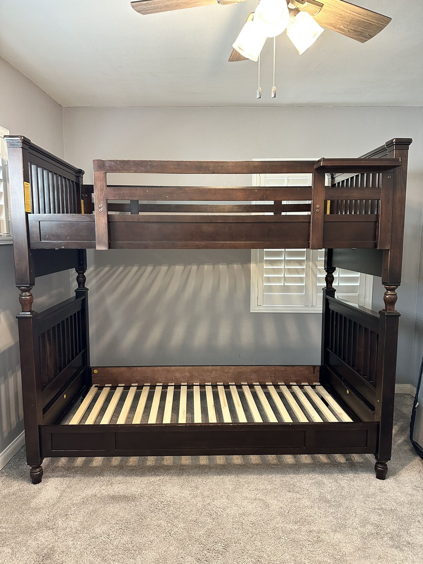 Brown Wood Bunk Bed, Twin Size