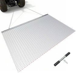 Drag Harrow, 6.6 x 4 ft, High-Efficiency Chain Harrow Rake, ATVs UTVs Tractors Attachments, Durable Galvanized Steel Mesh Drag Mat with Towing Chain, 