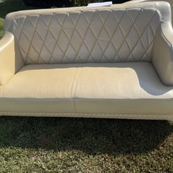 Kendi Faux leather beige 3 Piece couch set 