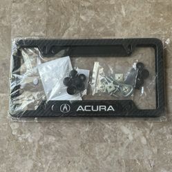 2pcs for ACURA Black Metal Stainless Steel License Plate Frame + 4PCS stem valve