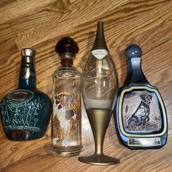 4 Vintage Whiskey Alcohol Bottle Decanter (empty) Royal Salute Old Forester Kentucky Beams Choice