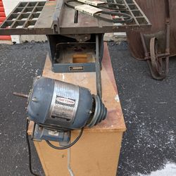 Vintage Craftsman 1/2 Horsepower Table Saw Mounted On Wood Table 