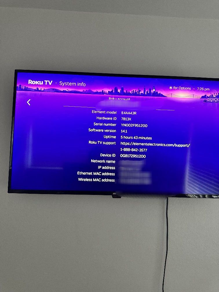 Element 4k 43in TV, TV Stand And Microwave.