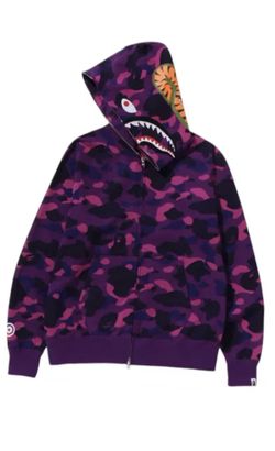 BAPE Color Camo Shark Full Zip Hoodie Purple