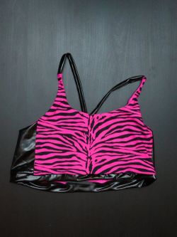 BRAND NEW Cleo Hot Pink Zebra Print Sports Bra Latex Sz XL