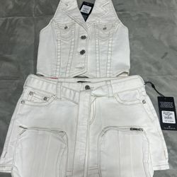 True Religion denim Skirt Set NEW 