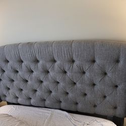 Luxurious Upholstered Queen Bed Frame with Tufted Headboard