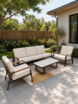 4pc outdoor patio set with thick cushions