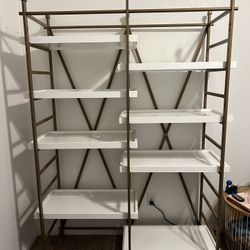 Gold And White Shelving Unit
