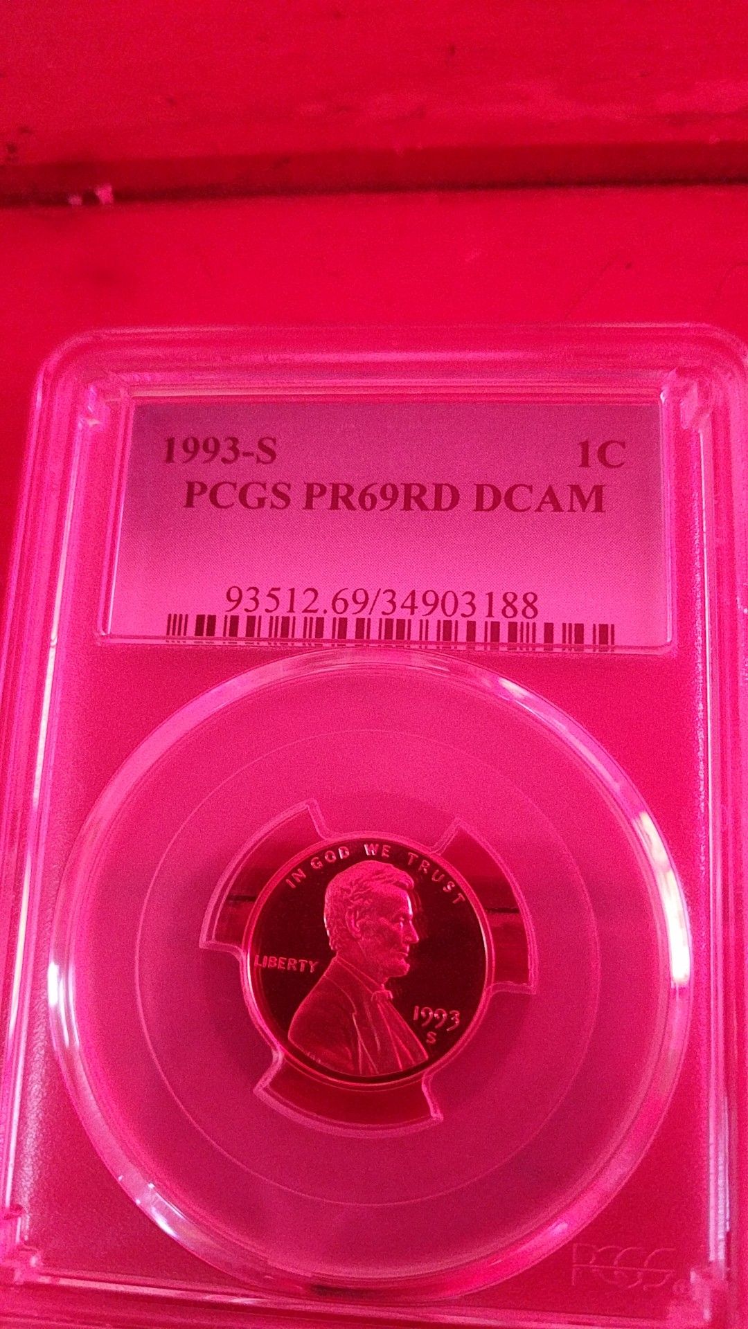 PCGS PR69 DCAM 1993s cent