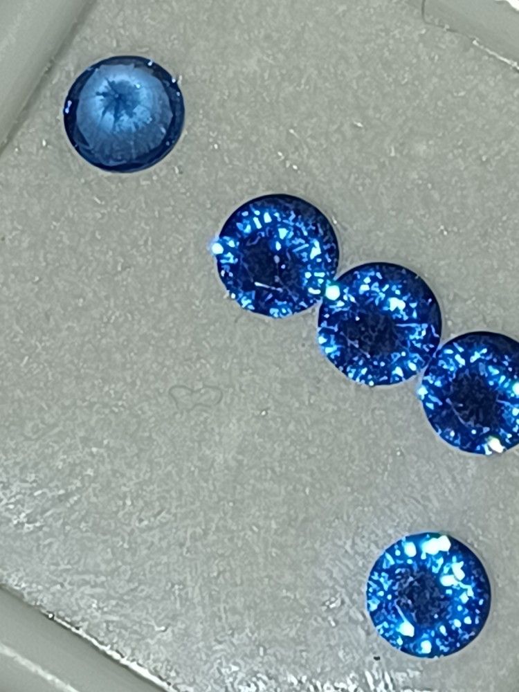 Set Of 2x Natural BLUE SAAPHIRE ROUND CUT .75CT