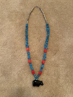 Turquoise and Coral Native Necklace