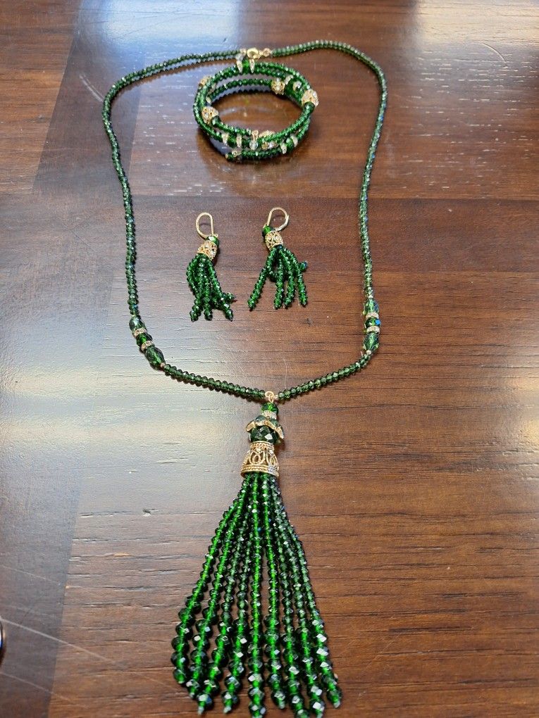 Vintage Costume Jewelry Lot Green Topaz