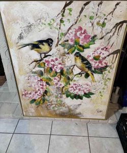 Antique Abstract Oil Painting Signed Lee Reynolds 40.5”Lx51”H