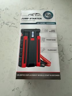 New jump starter 3 in 1 jump starter/ power bank/flashlight asking $50 thanks