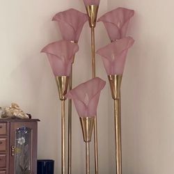 1980s postmodern calla Lily brass lamp