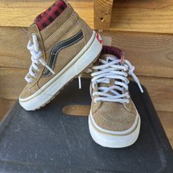 Vans Size 12 Kids Brown Black Red Plaid Sk8 Hi 