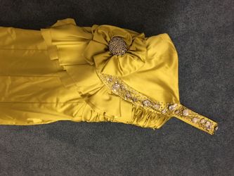 Beautiful mustard color prom dress