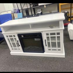 TV stand 18” electric fireplace 48” TV console table to open storage and door cabinet 
