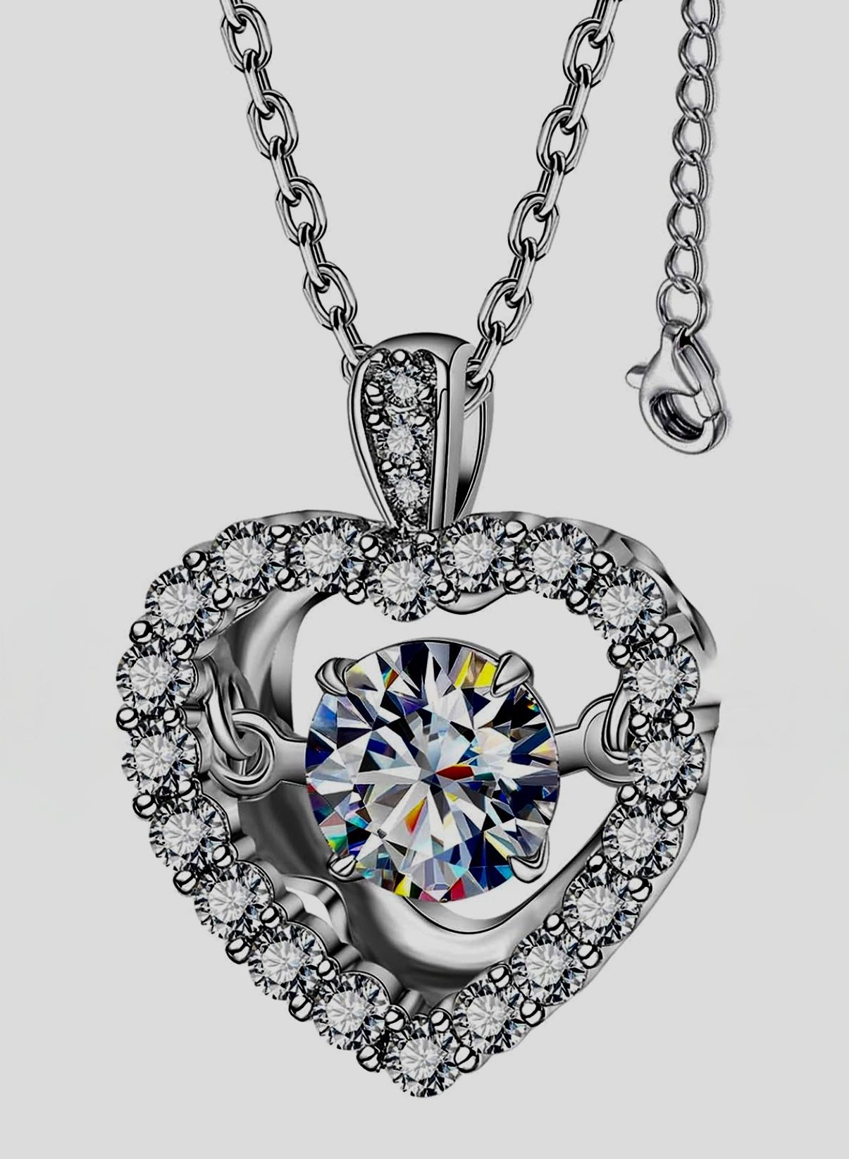 [SALE] 1 Carat Moissanite Heart Pendant, 20 inch chain