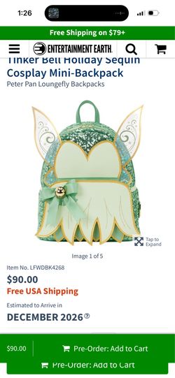 Loungefly Disney tinker Bell backpack