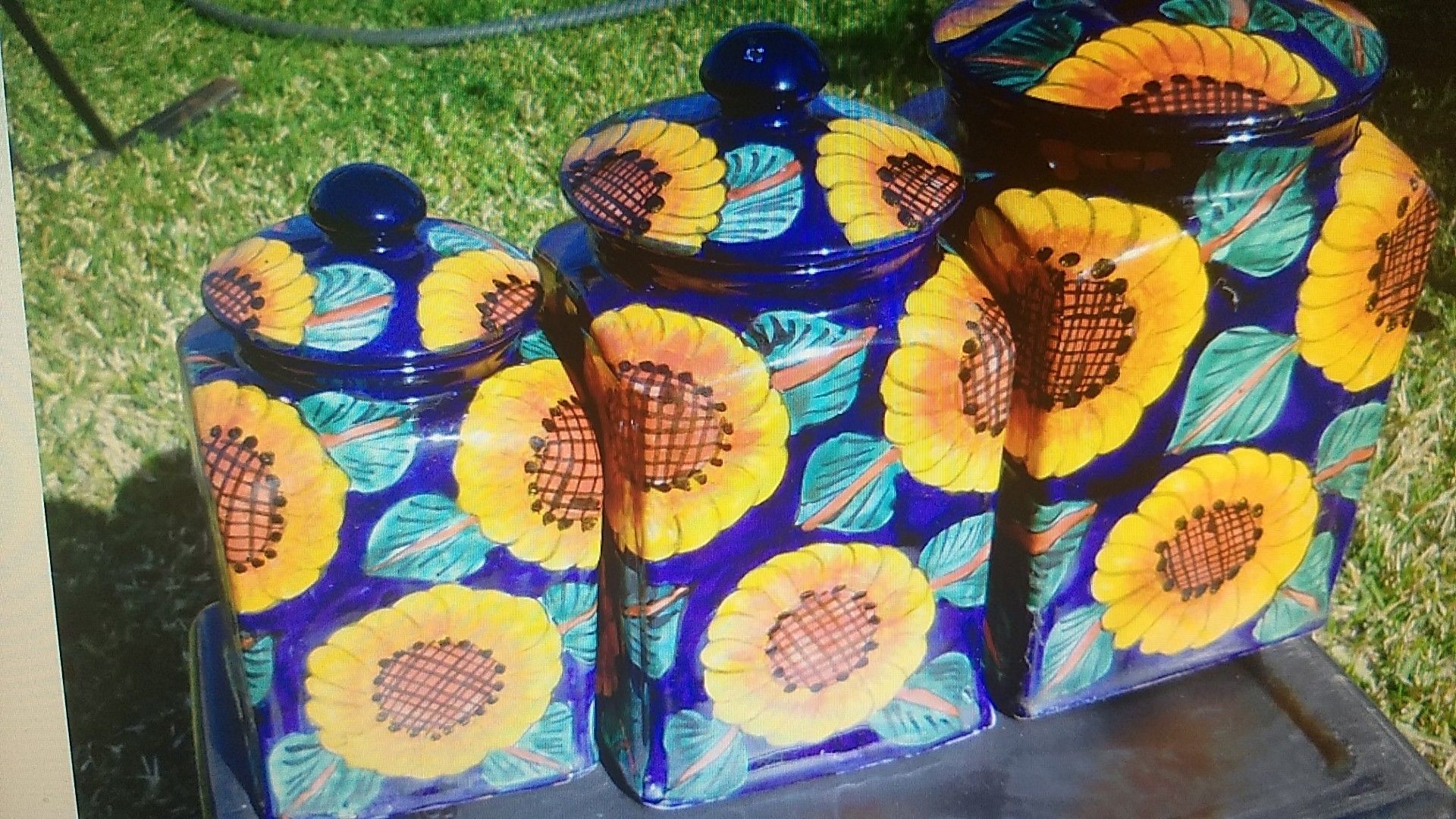 Legamaz Talavera Pottery 3 Canisters Cookie Jar