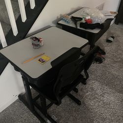 2 Adjustable Desk & 2 Adjustable Chairs
