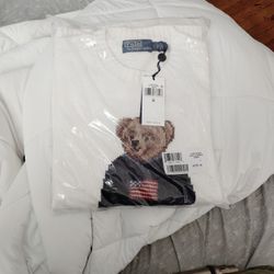 M OL Classic White Polo by Ralph Lauren Sweater With Bear Print