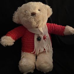 Give Me A Home! Winter Christmas Cuddly Soft Teddy Bear In Sweater And Scarf