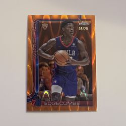 VJ Edgecombe 2025 Topps Chrome Rookie Orange Raywave Refractor #253 serial numbered to 25